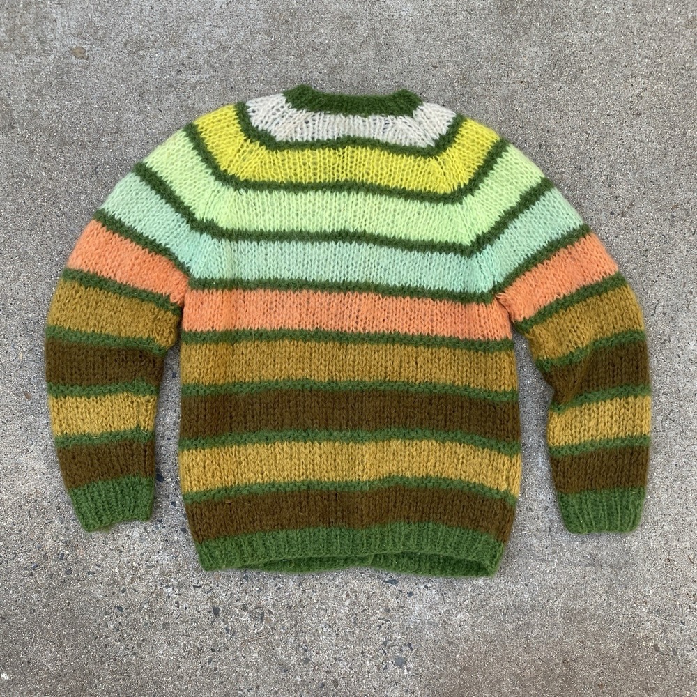 Vintage 50s 60s Mohair Cardigan Women Made in Italy Size 38 M/L Pastel Striped - Picture 8 of 9